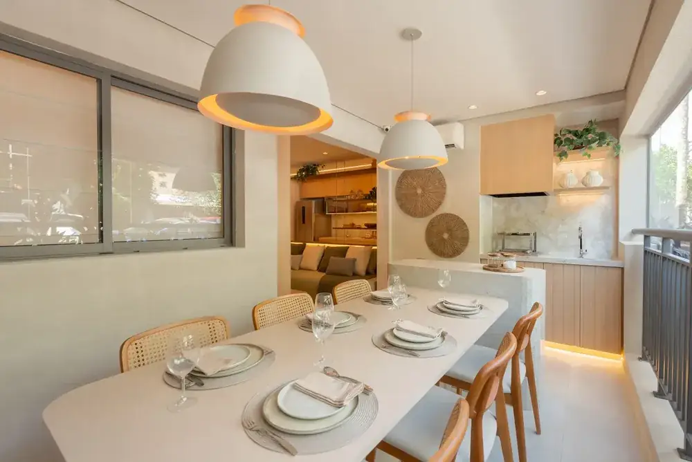 Varanda gourmet do apartamento decorado