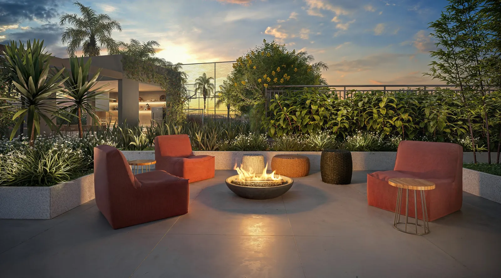 Lounge com lareira · Vértice Butantã
