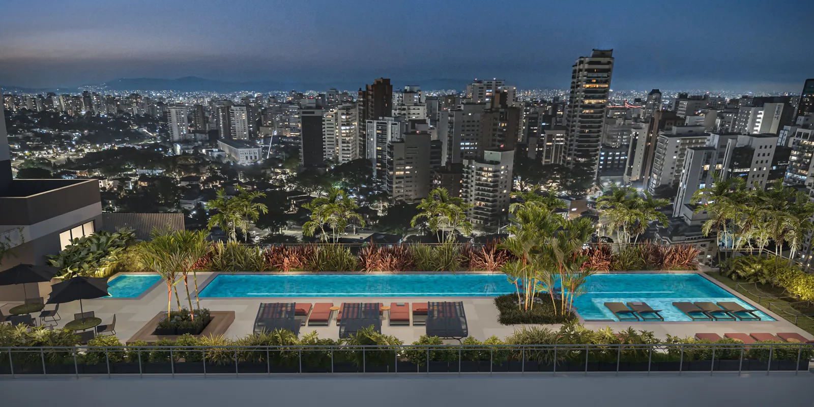 Piscina e vista da cidade · Vértice Butantã