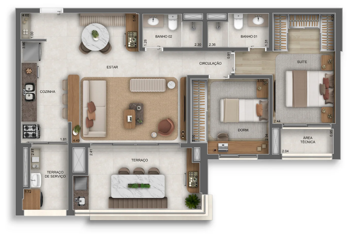 Planta 2 dormitórios · 89 m² · Opção ampliada · Vértice Butantã